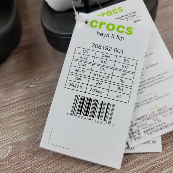 NEW Crocs Baya II Sandals Men's Size 12 Flip Flop Waterproof Thong Comfort Slide - Picture 9 of 9
